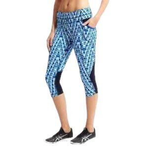 Athleta Tie Dye Free Knicker Navy Capri Cropped Leggings Medium
